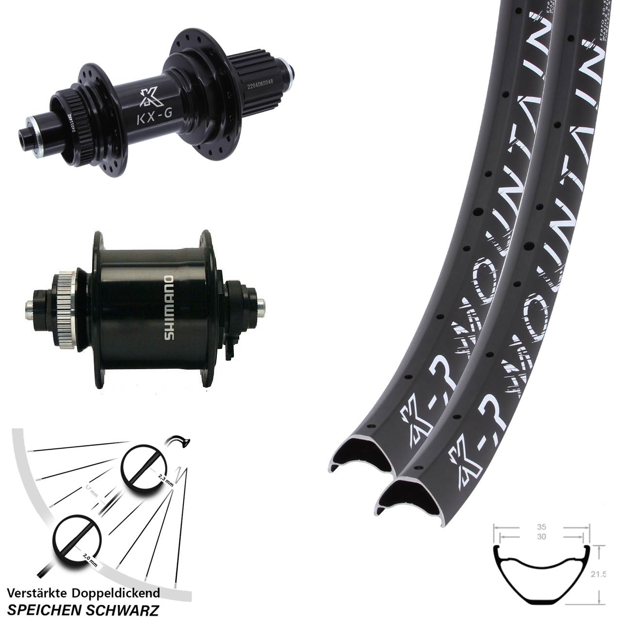 Disc Laufrad-Satz 27,5 Zoll KX-GSR Mountain verstärkt Shimano DH-UR700 Micro Spline QR