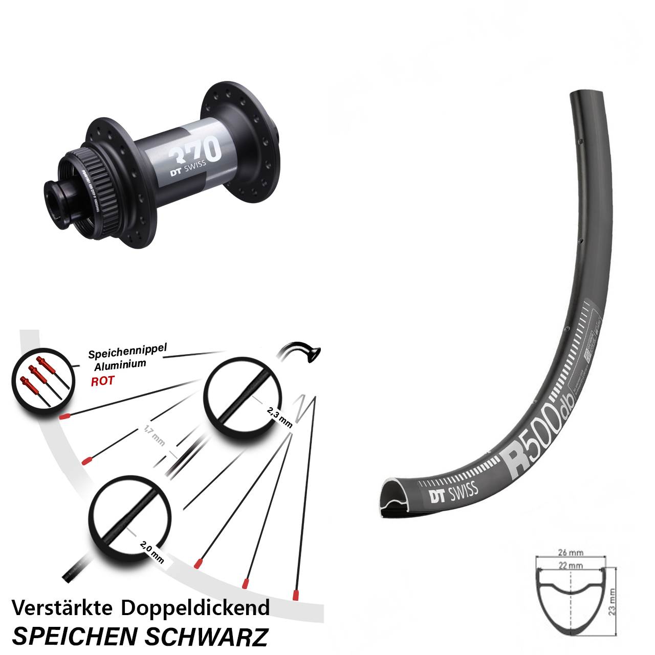 Vorderrad Centerlock 29 Zoll DT Swiss R500-370 12x100