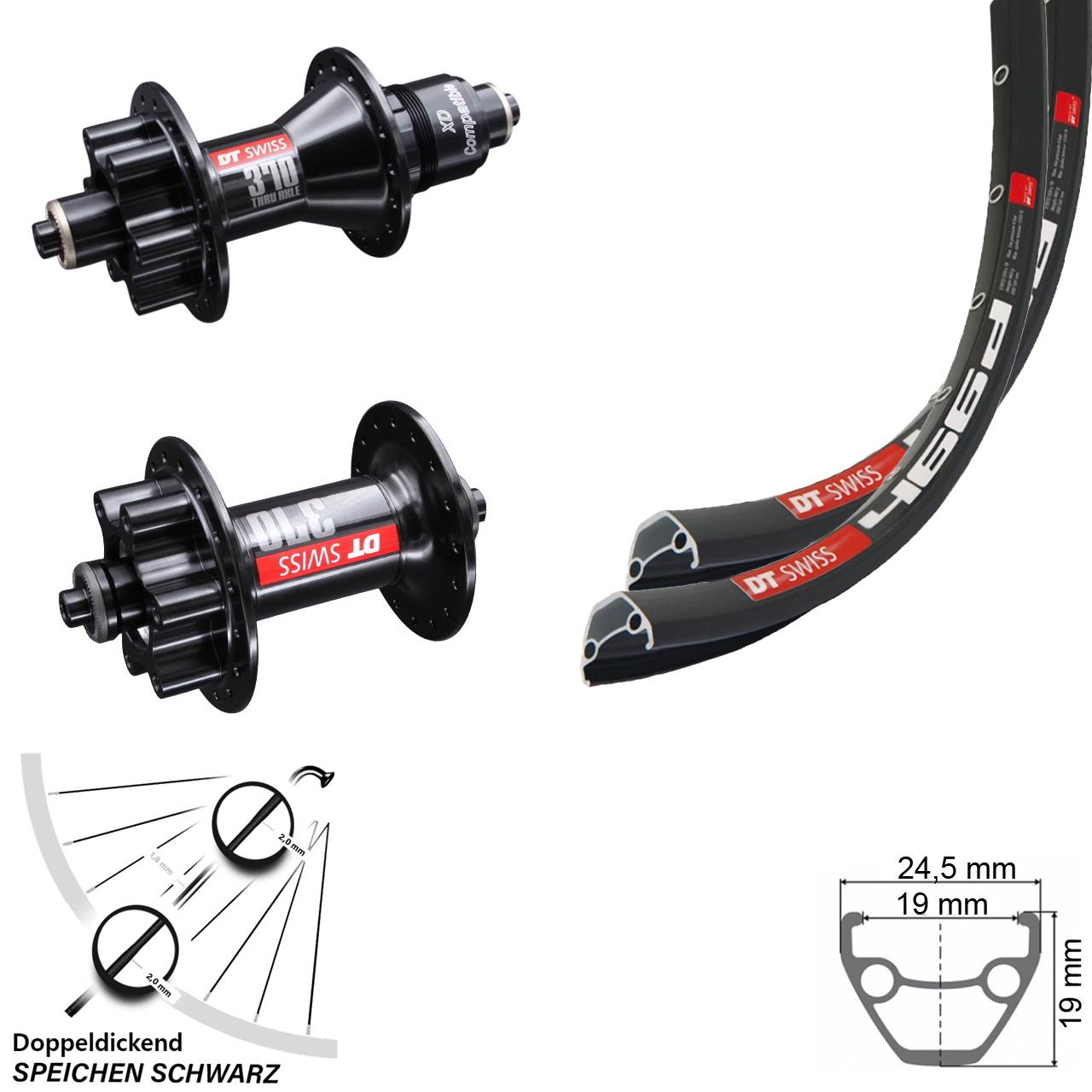 28-29 Zoll Laufradsatz DT Swiss 466-370 Disc 6-Loch Sram XD QR