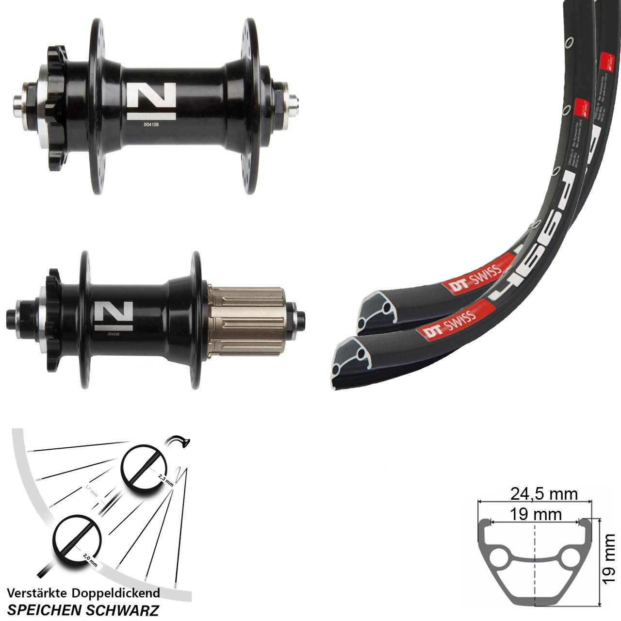 28 Zoll DT Swiss 466d Novatec D-041 D-042SB Disc Laufrad-Satz für Schnellspanner 8-11 fach