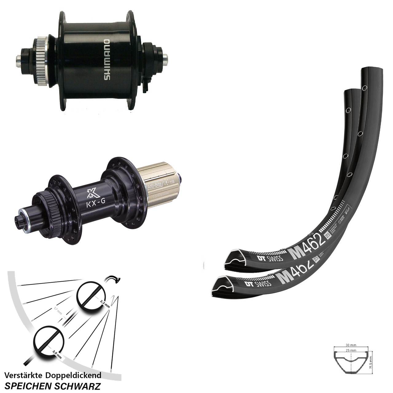 DT Swiss M462 KX-G Shimano DH-UR700 27,5 Zoll Disc Laufrad-Satz QR 8-12 fach