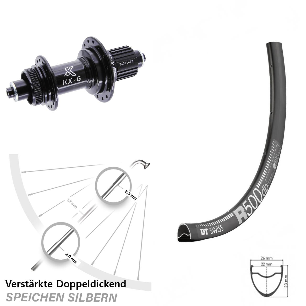 Centerlock Hinterrad 28 Zoll DT Swiss R 500 KX-G Micro Spline QR