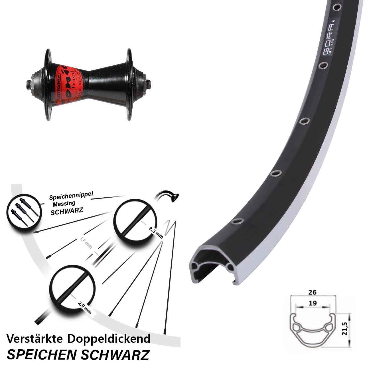 Vorderrad 28 Zoll Gora 19 Formula QR