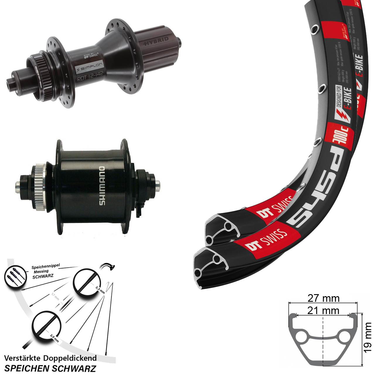 Disc Laufradsatz 28-29 Zoll DT Swiss 545-370 Hybrid Shimano DH-UR700-3D 8-11 fach HG QR