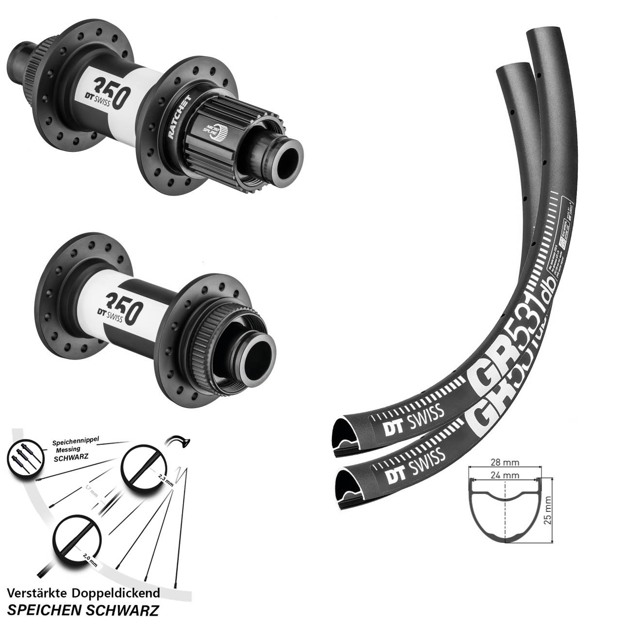 DT Swiss GR531-350 DT Swiss 28 Zoll Centerlock Laufradsatz 15x110 12x148 Micro Spline