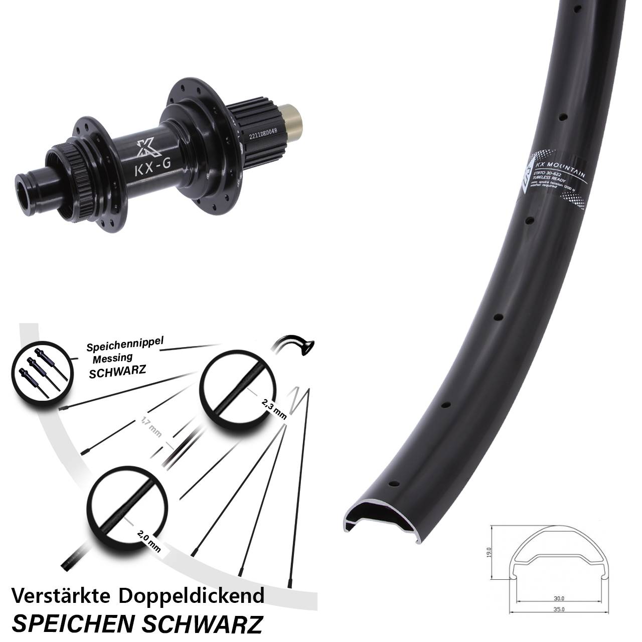 29 Zoll KX Mountain TR verstärkt Steckachse Disc Hinterrad 12x142 Shimano Micro Spline