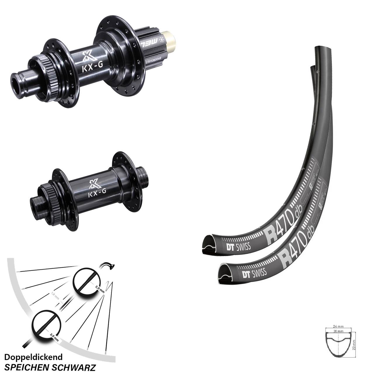 Laufradsatz 28 Zoll DT Swiss R 470 Steckachse KX-R schwarz Capagnolo N3W Centerlock