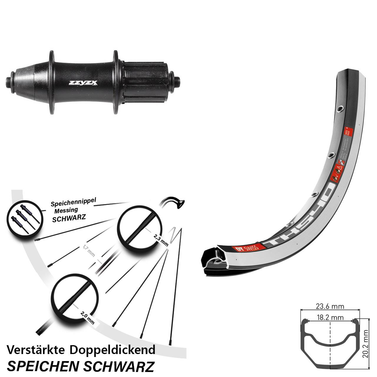 Hinterrad 28 Zoll DT Swiss TK 540 Formula OV-32 8-11 fach QR