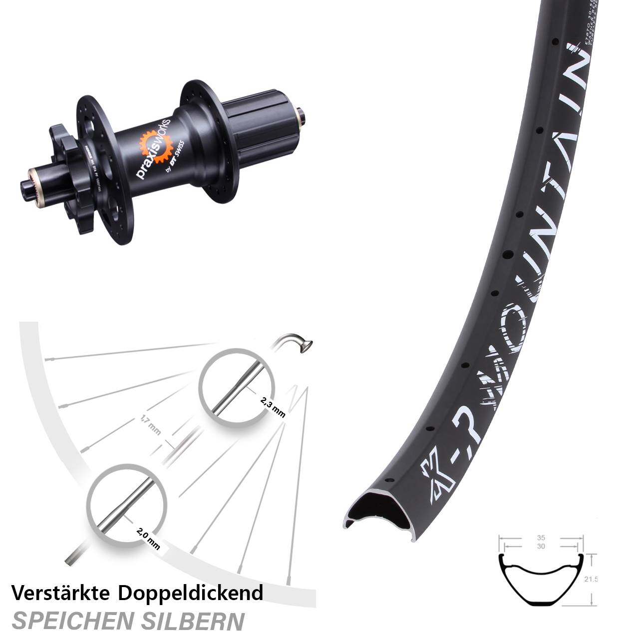 29 Zoll KX-R Mountain DT Swiss 350 QR 11-fach Hinterrad 6-Loch QR 8-11 fach HG