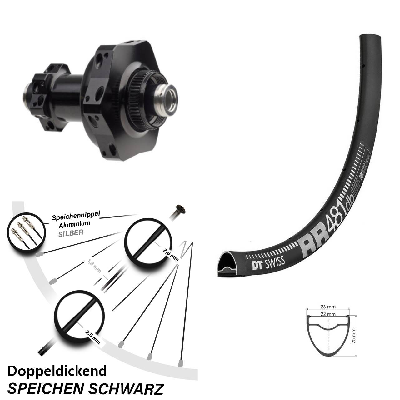 SON 29S DT Swiss RR481 28-29 Zoll Disc Laufrad mit Nabendynamo 12x100