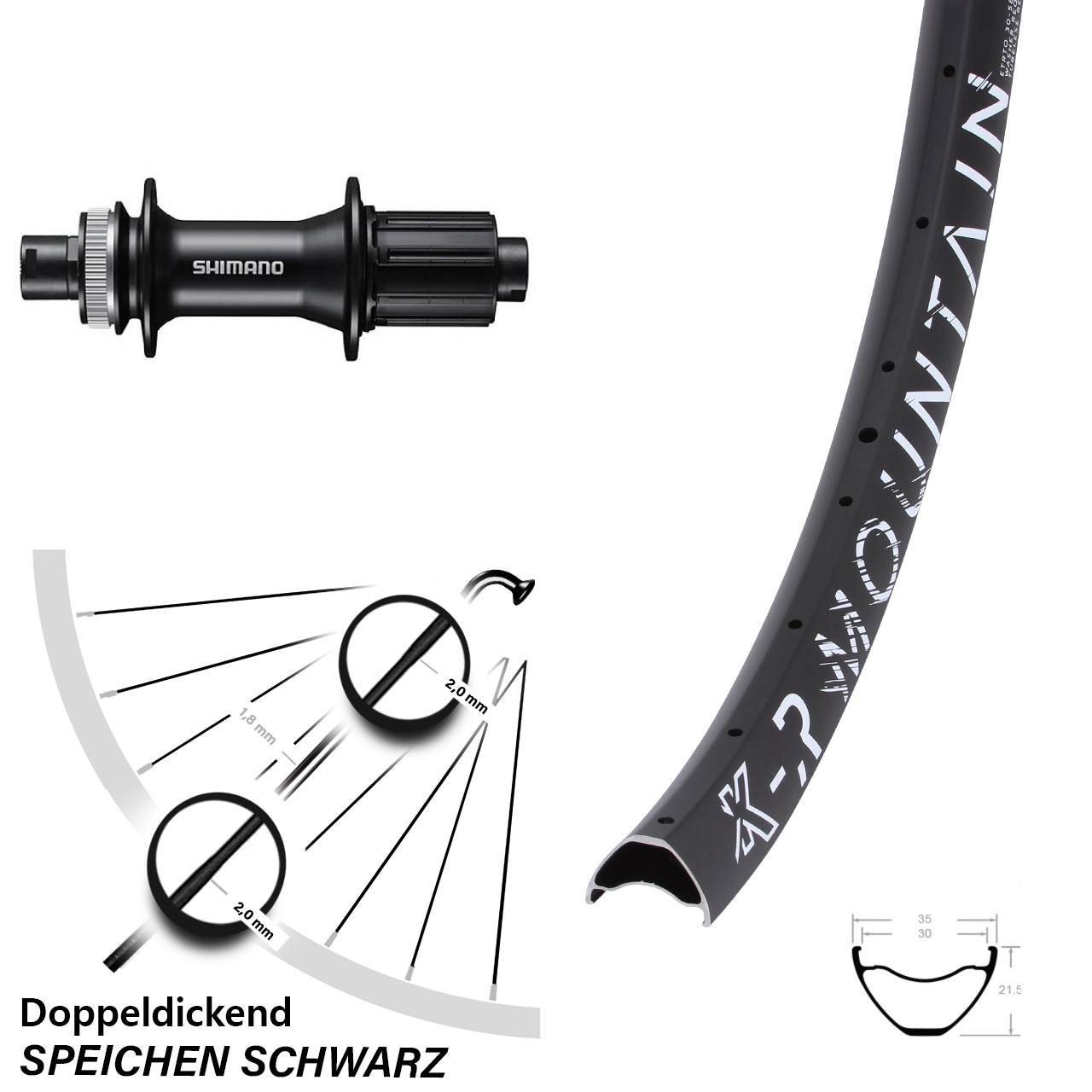 Hinterrad 29 Zoll R Mountain Shimano FH-MT400 12x142