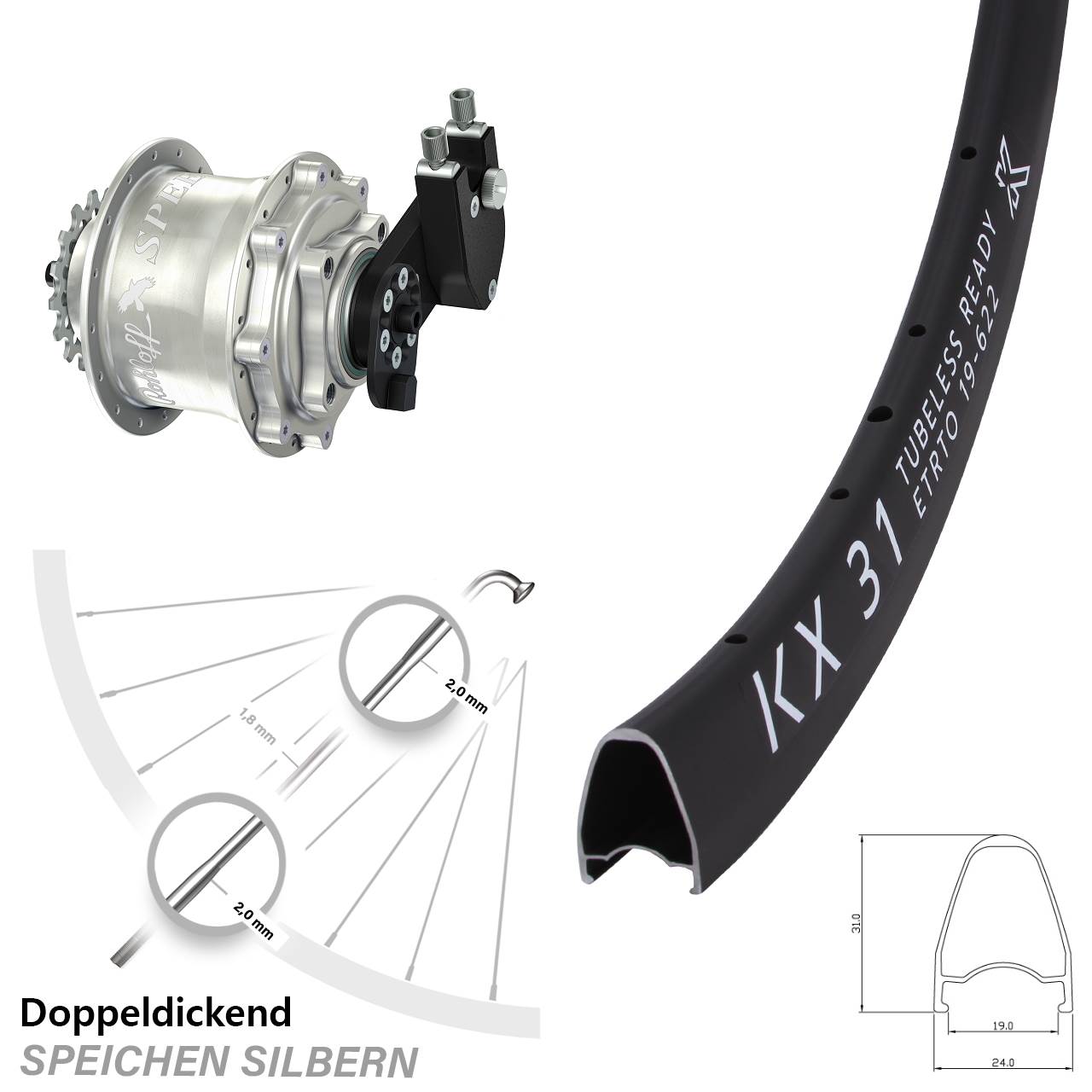 28 Zoll KX 31 Rohloff CC DB OEM Tandem