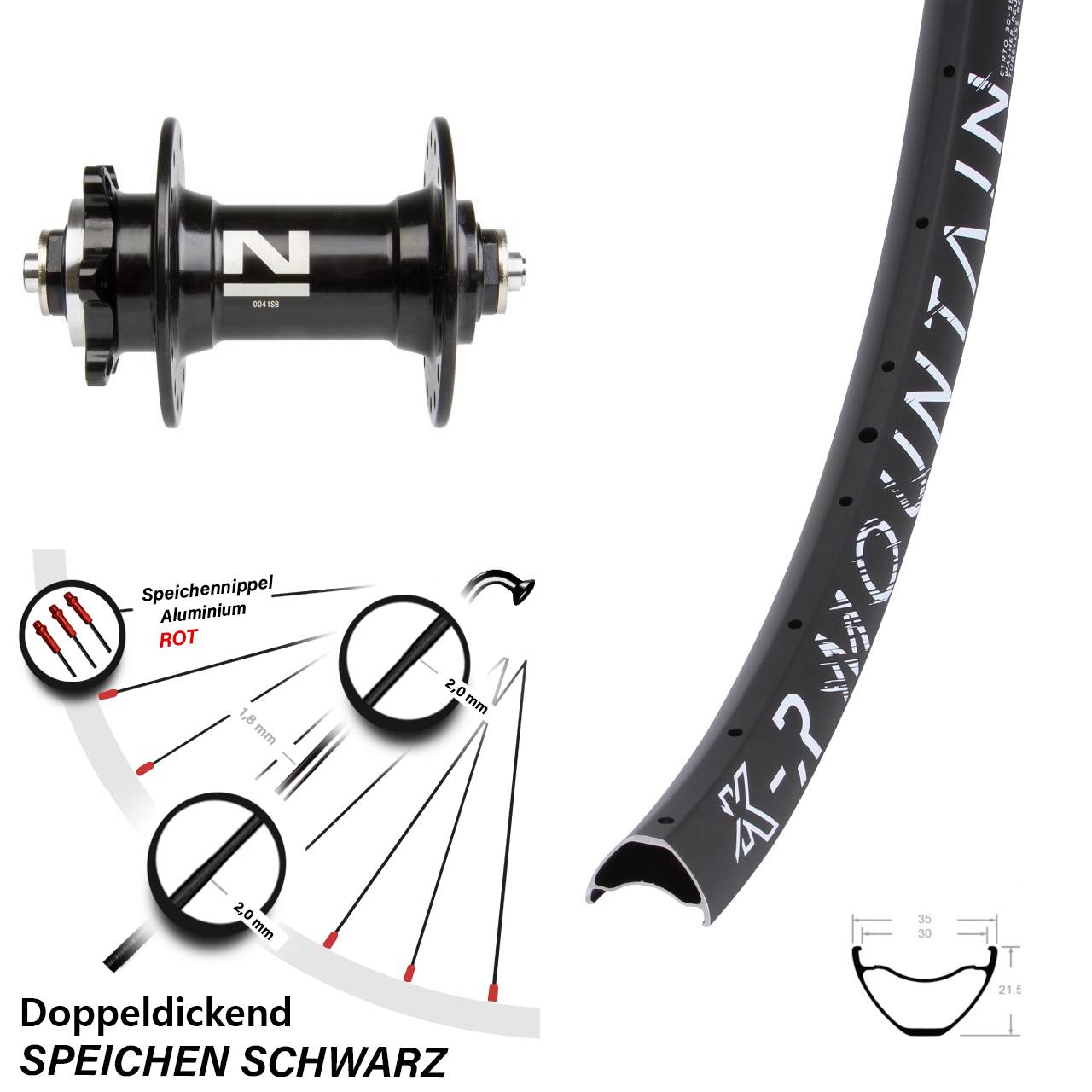 KX-R Mountain Novatec D041 29 Zoll 6-Loch Vorderrad QR