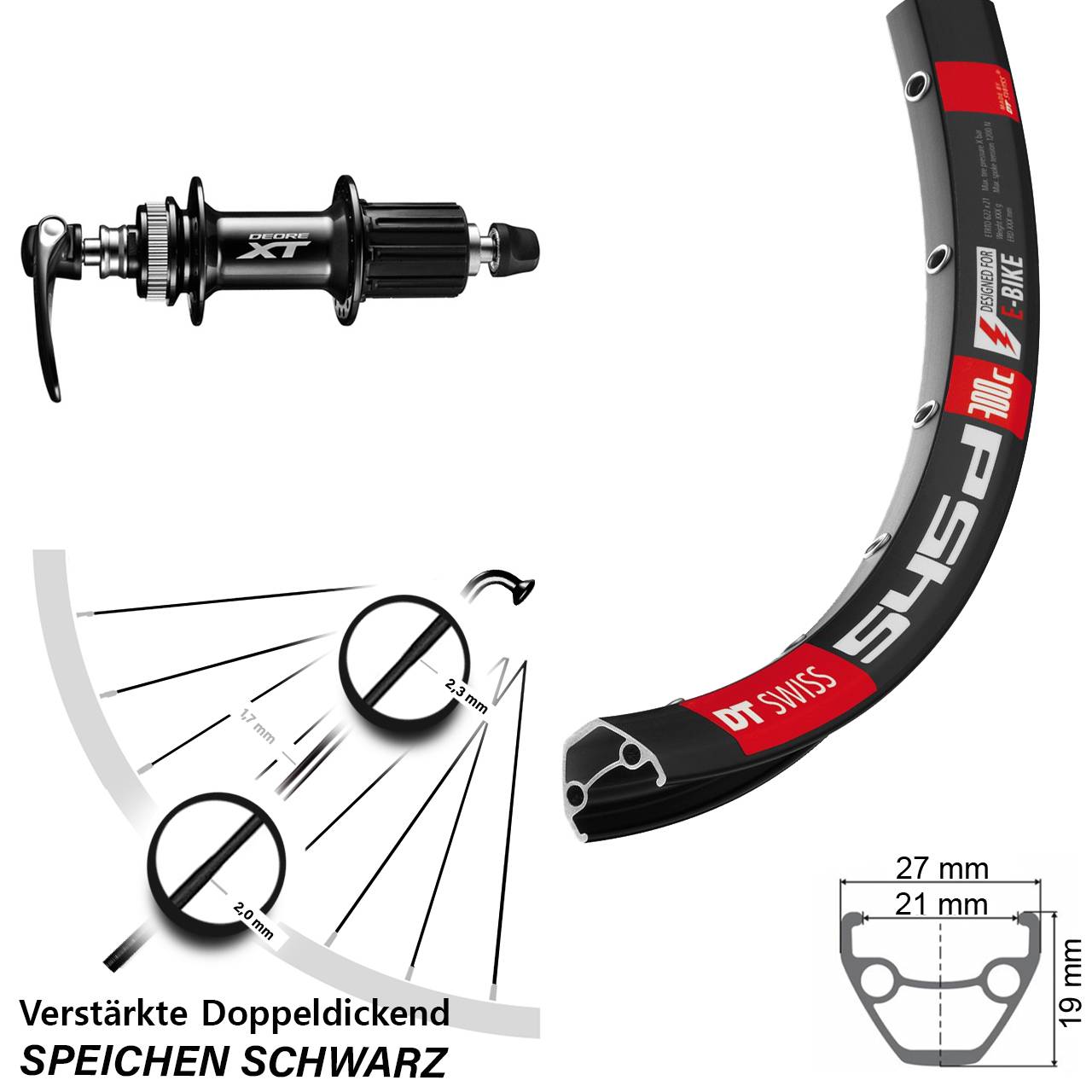DT Swiss 545d Shimano XT 28 Zoll Disc Hinterrad 8-11 fach QR