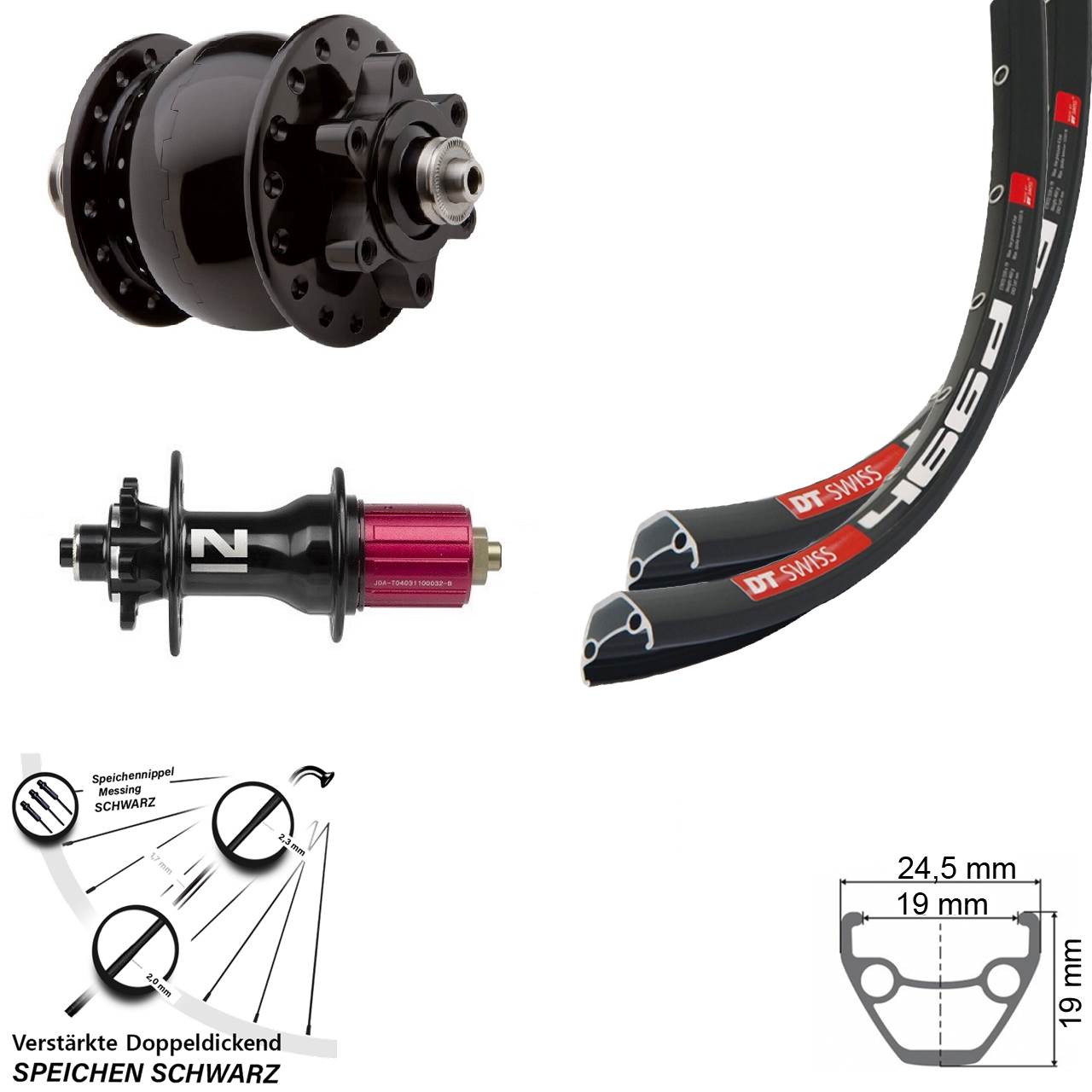 28 Zoll DT Swiss 466d Novatec D792 SON Laufradsatz 6-Loch für Schnellspanner 8-12 fach HG