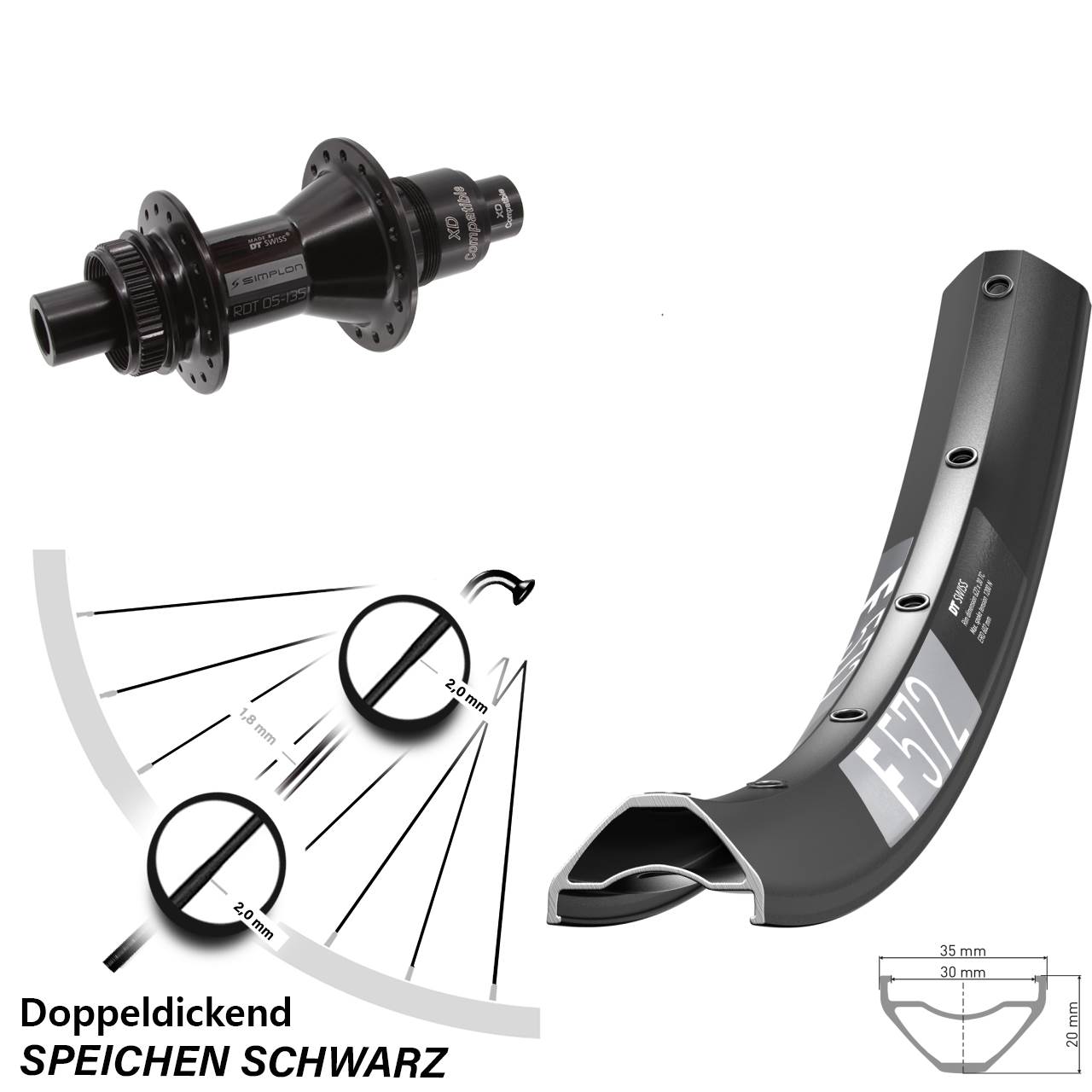 Centerlock Hinterrad 12x142 29 Zoll DT Swiss F 572-370 XD