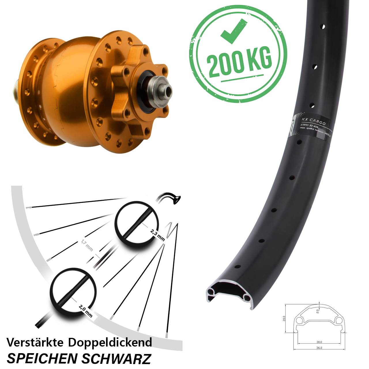 SON 28 orange KX Cargo 6-Loch 29 Zoll Nabendynamo-Vorderrad für Schnellspanner
