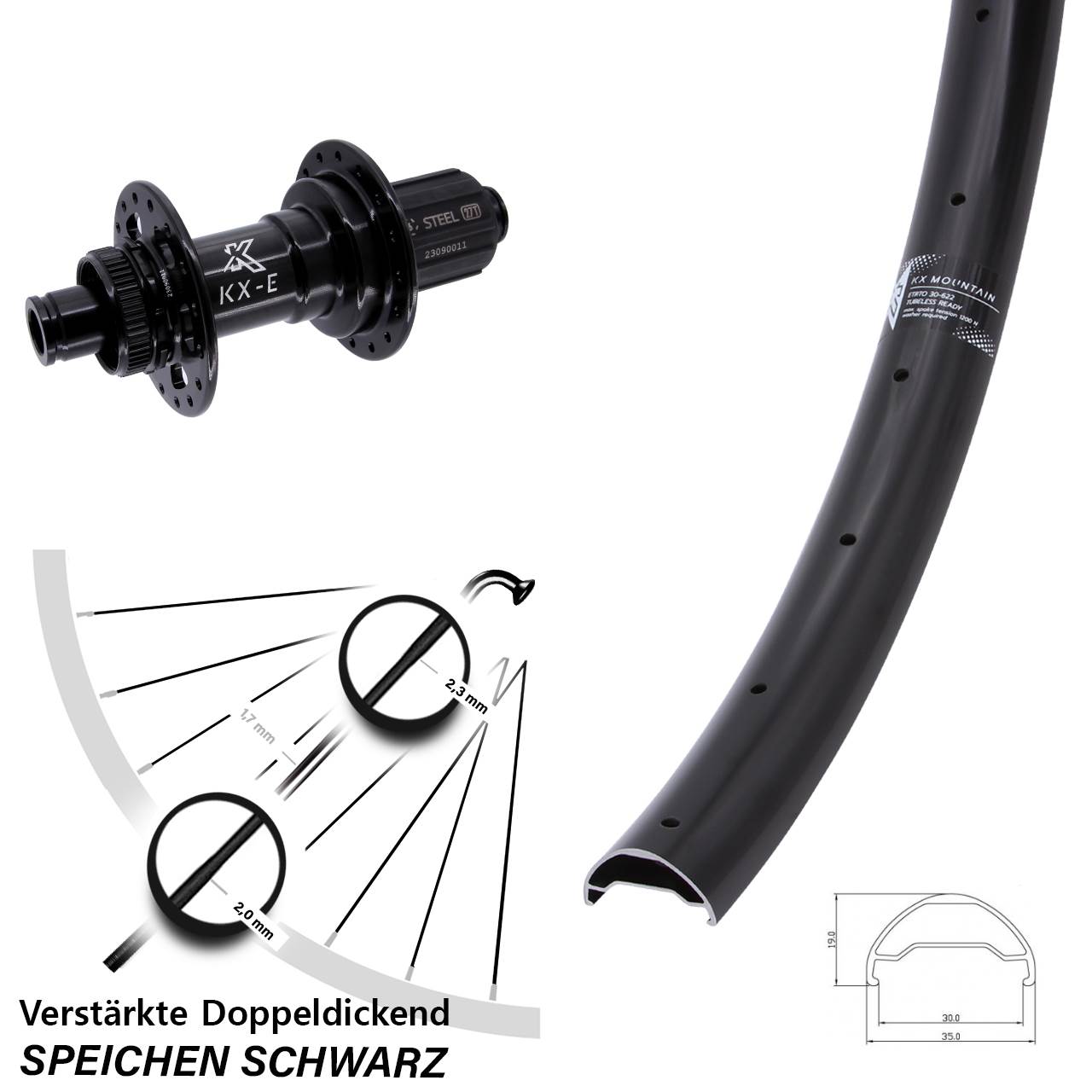Boost Disc Laufrad 12x148 29 Zoll KX Mountain schwarz Stahl Freilauf 8-12 fach HG