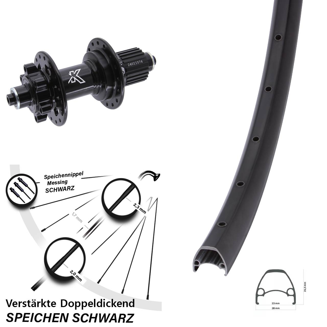 6-Loch Hinterrad 28-29 Zoll Ambrosio Sport KX-M Shimano Micro Spline QR