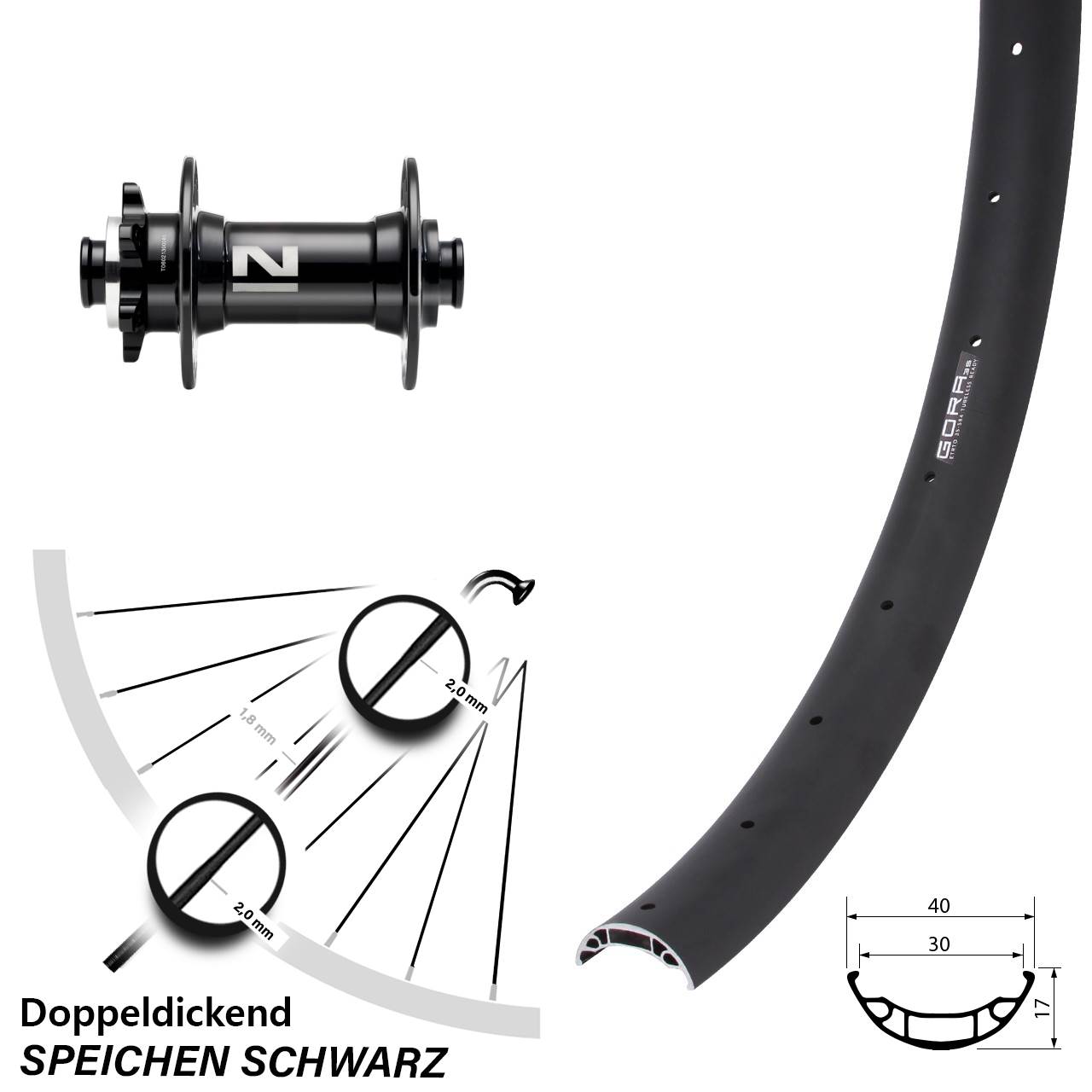 Gora 35 Novatec D041SB 27,5 Zoll 6-Loch Vorderrad 15x110 Boost