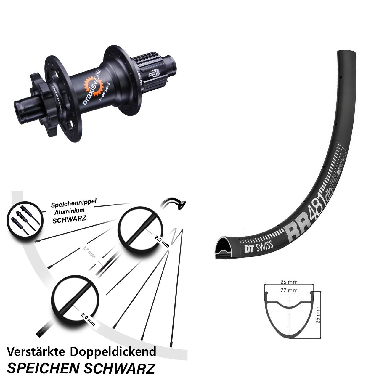 Disc Hinterrad 28 Zoll DT Swiss RR 481 350 Micro Spline 12x142