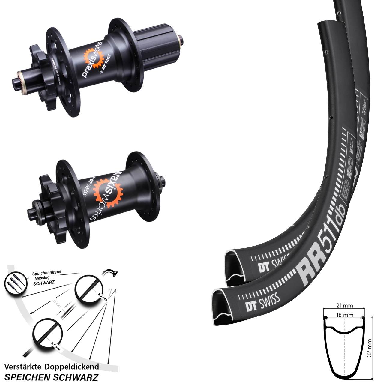 Disc Laufrad-Satz für Schnellspanner 28 Zoll DT Swiss RR 511 350 8-11 fach