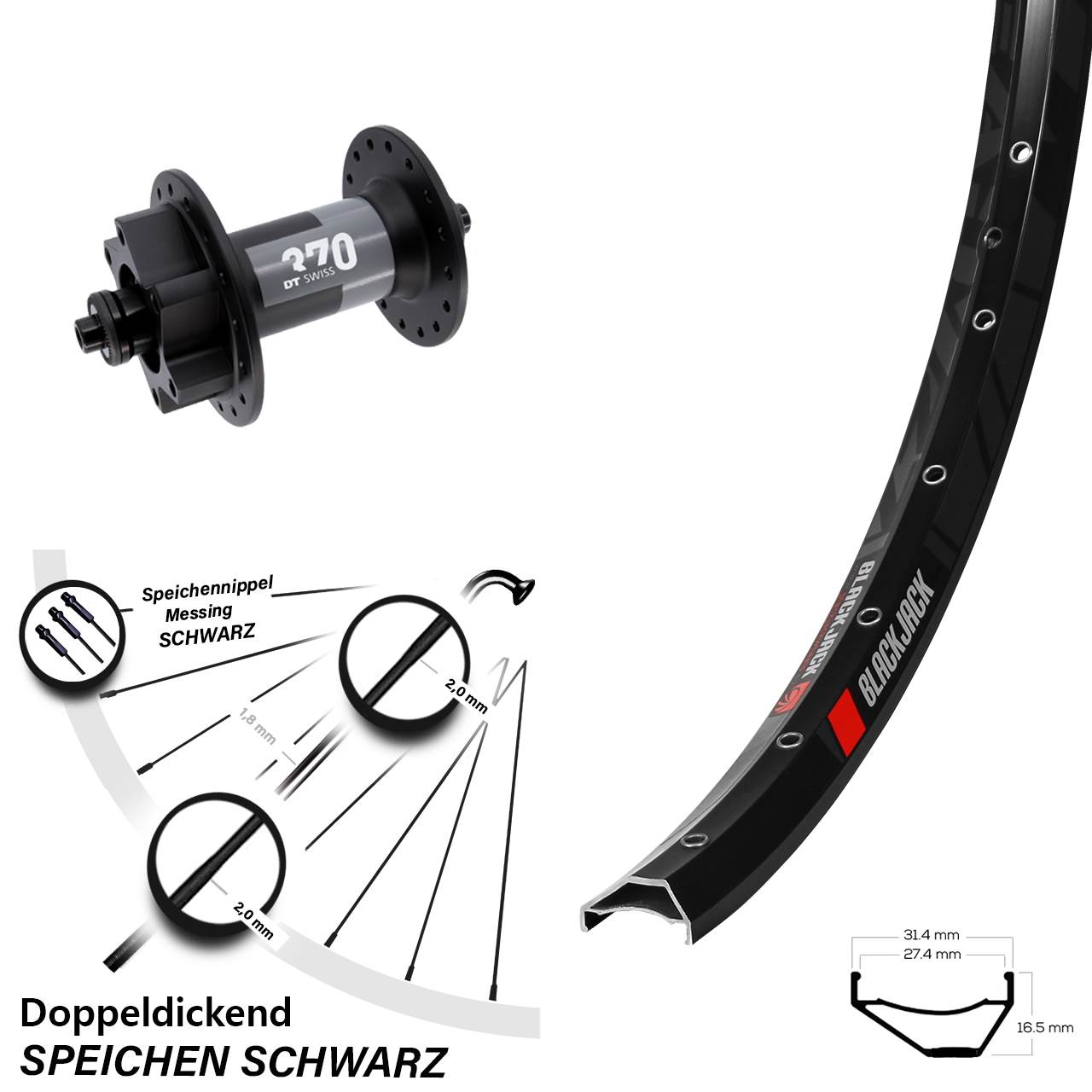 Disc Vorderrad für Schnellspanner 650B Rodi Ready 27 DT Swiss 370