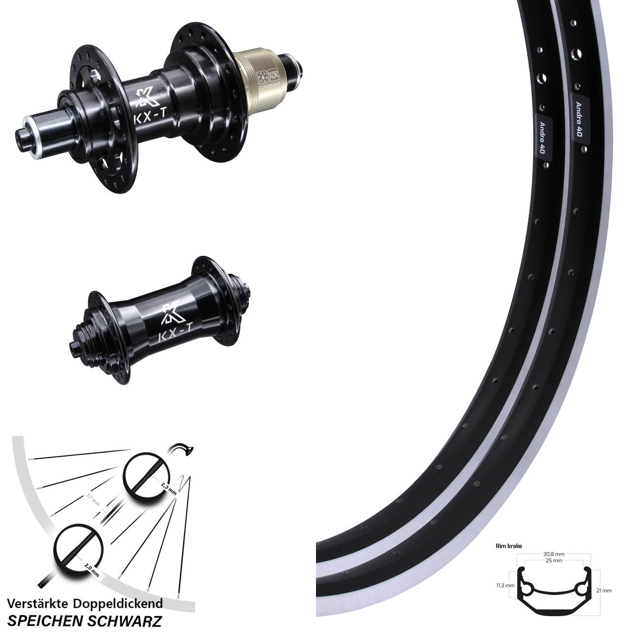 Ryde Andra 40 KX-T 28 Zoll Laufradsatz QR SRAM XDR