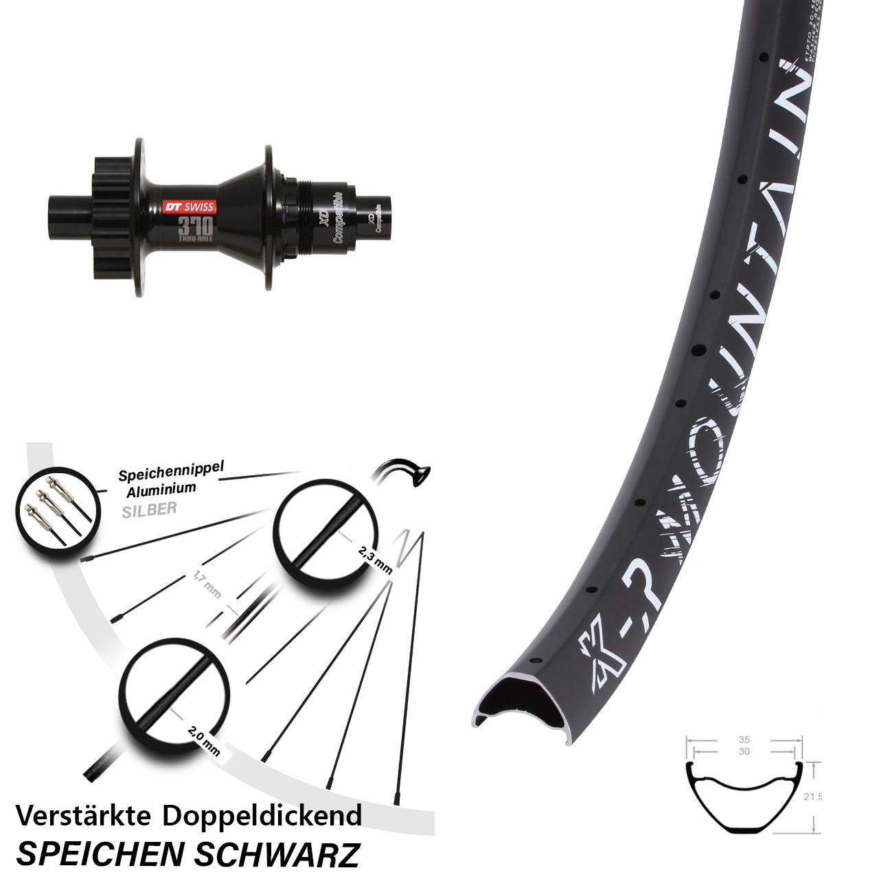6-Loch Hinterrad 12x142 27,5 Zoll KX-R Mountain DT Swiss 370 XD 11-12 fach