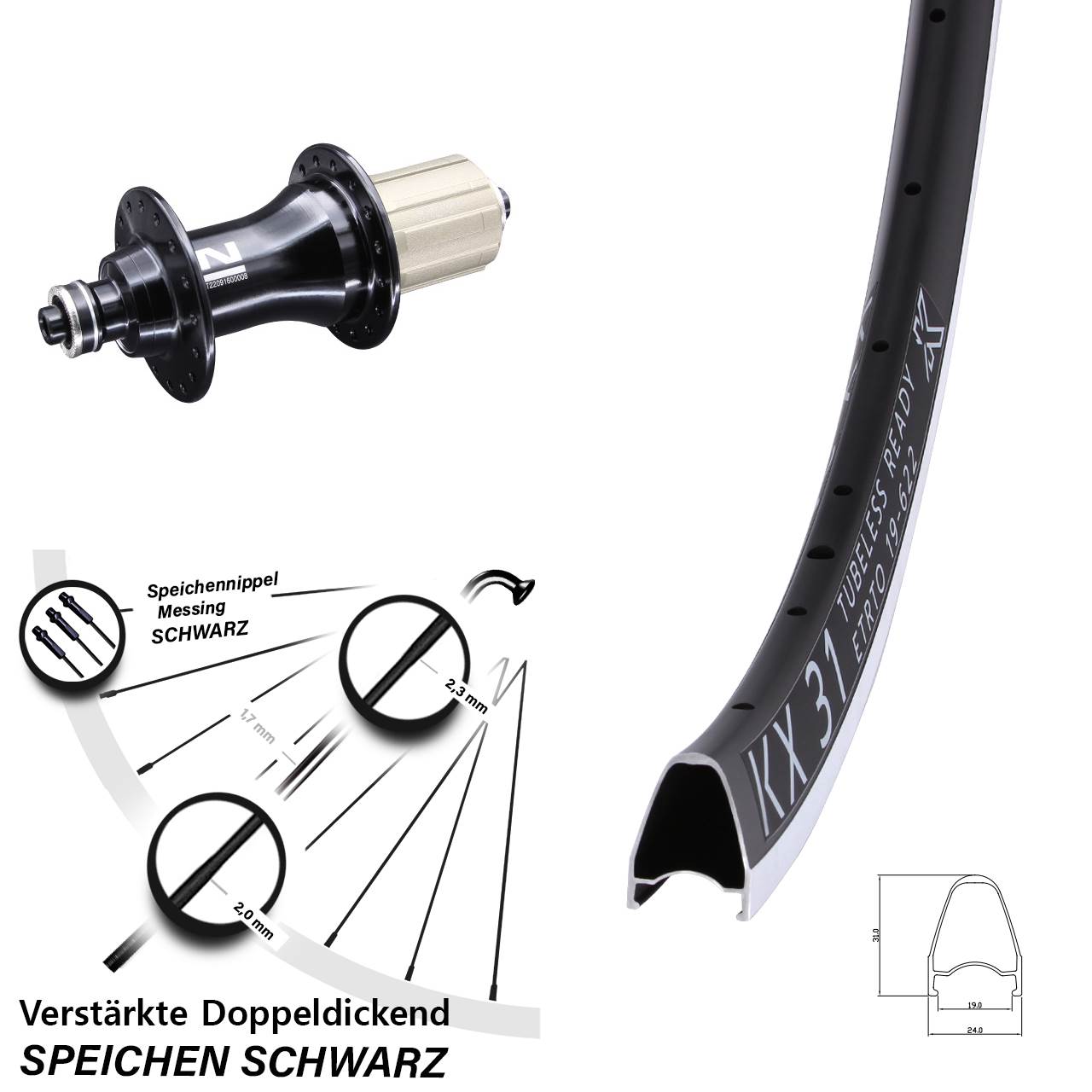 Hinterrad 28 Zoll KX 31 Novatec F162 8-12 fach HG QR