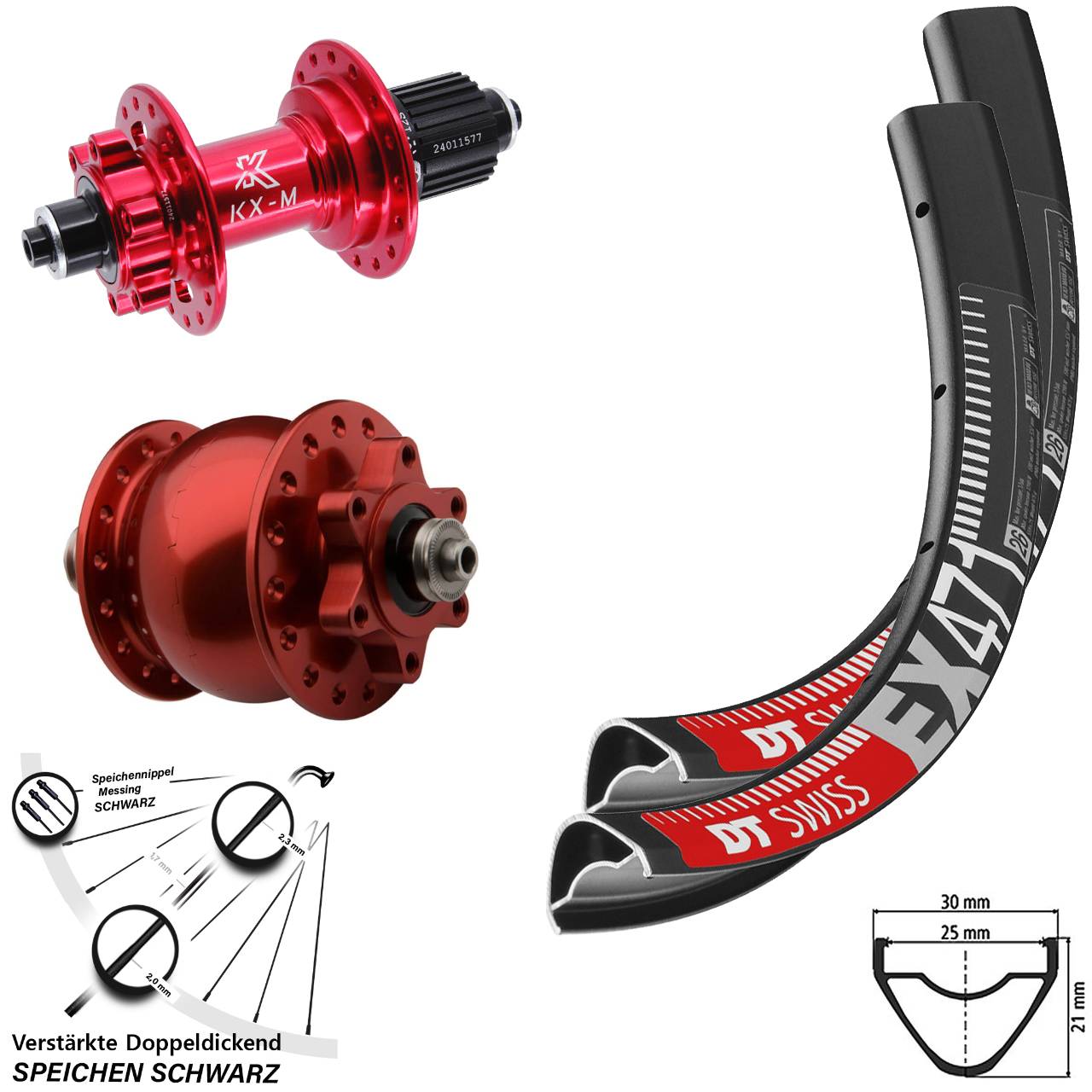 DT Swiss EX471 KX-M rot SON 28 29 Zoll Disc Laufradsatz QR Micro Spline
