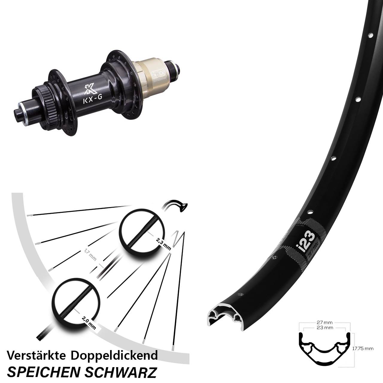28-29 Zoll WTB i23 ST KX-G Disc Laufrad für Schnellspanner XDR 11-12 fach