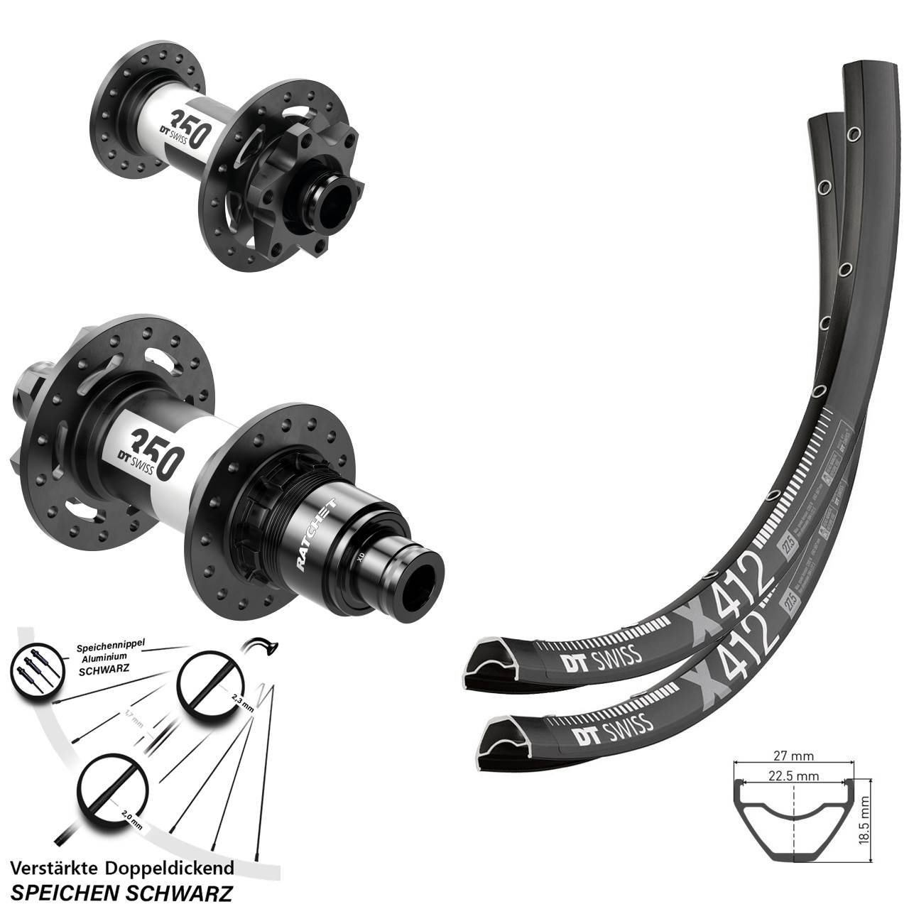 29 Zoll DT Swiss X412 350 XD Disc Laufradsatz 12x100/142
