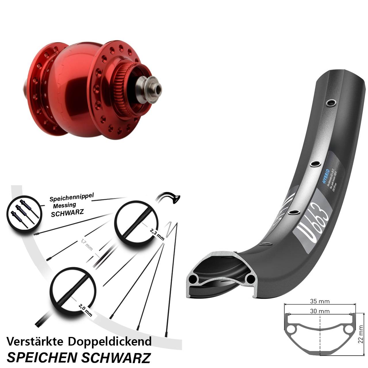 SON 28 rot DT Swiss U 663 26 Zoll Nabendynamovorderrad Centerlock QR