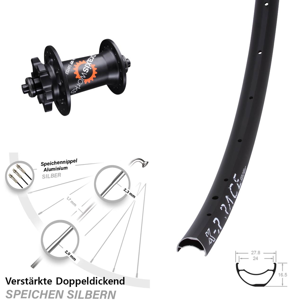 Vorderrad 6-Loch KX-R Race DT Swiss 350 für Schnellspanner