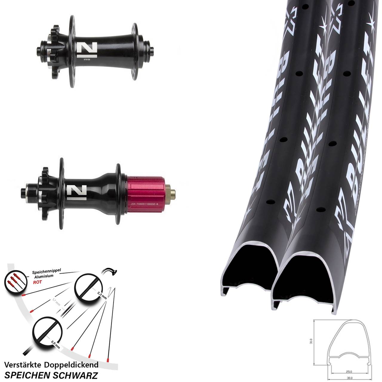 6-Loch Laufradsatz QR 28-29 Zoll KX Bullet OS Novatec D791SB D792 8-12 fach