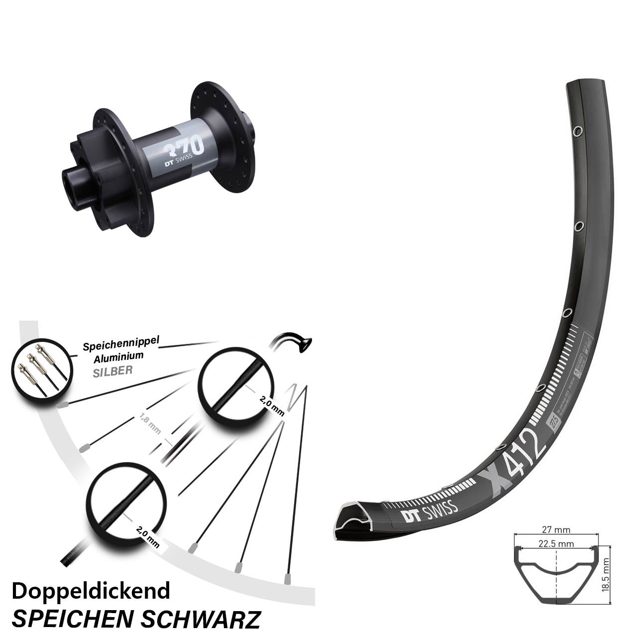 Disc Vorderrad 29 Zoll DT Swiss X 412 370 15x100