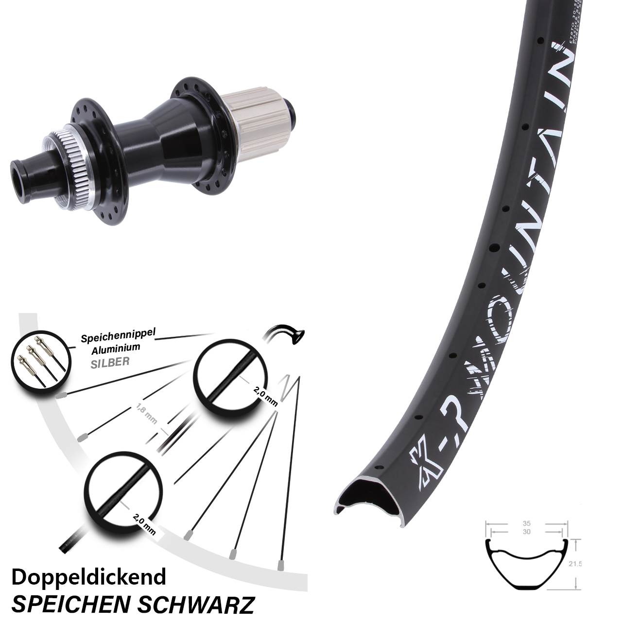 27,5 Zoll R Mountain Hinterrad Novatec 8-12 fach 12x142