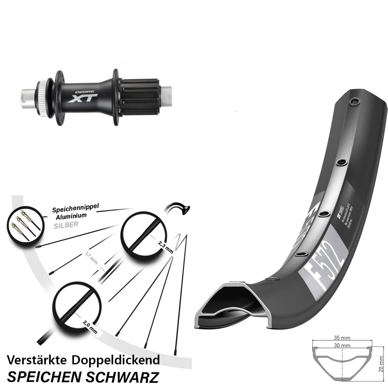 Disc Hinterrad 29 Zoll DT Swiss F572 Shimano FH-M788 8-11 fach 12x142