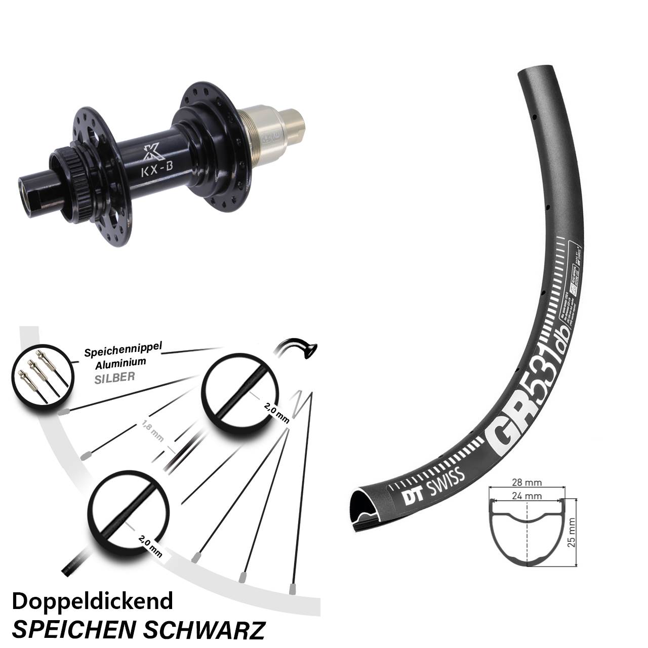 650B DT Swiss GR531 KX-B Disc Hinterrad 12x148 XD 11-12 fach