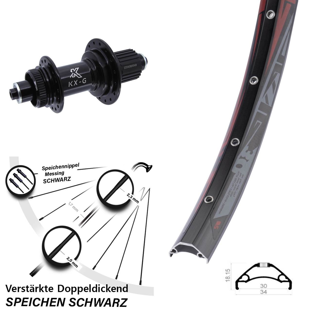 Disc Laufrad 29 Zoll Rodi TRYP 30 KX-GS verstärkt Micro Spline für Schnellspanner