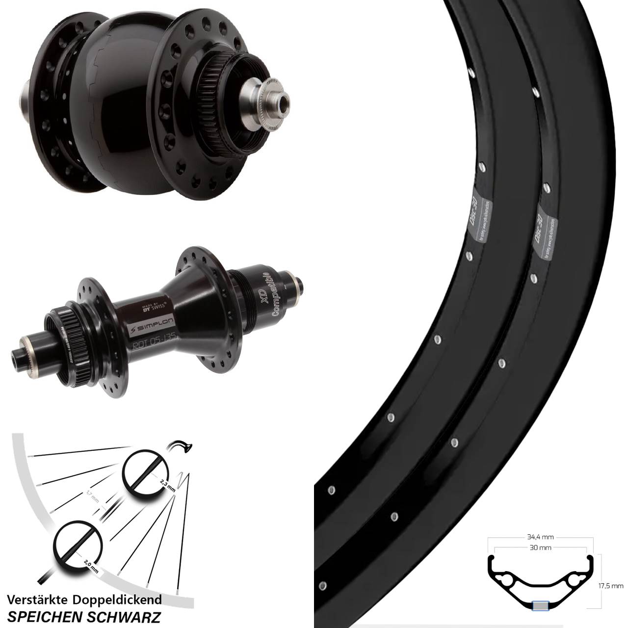 Ryde Disc 30 DT Swiss 370 SON 28 29 Zoll Laufradsatz Centerlock QR XD 11-12 fach
