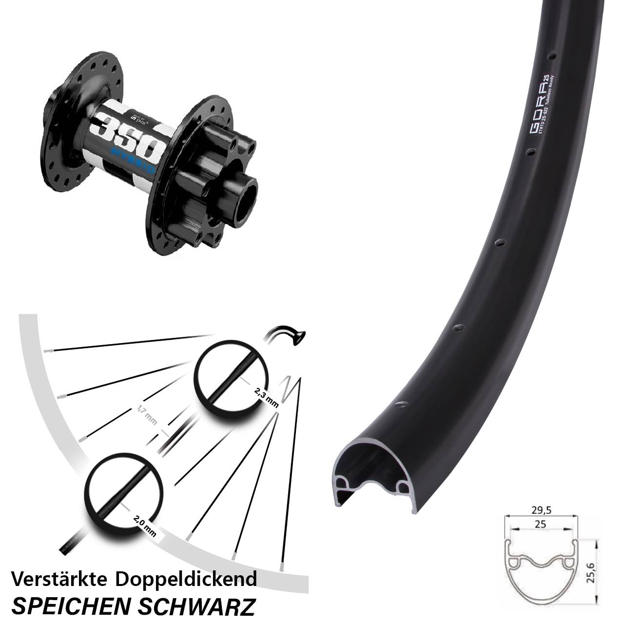 Boost 6-Loch Vorderrad 15x110 29 Zoll Gora 25 DT Swiss 350 Hybrid