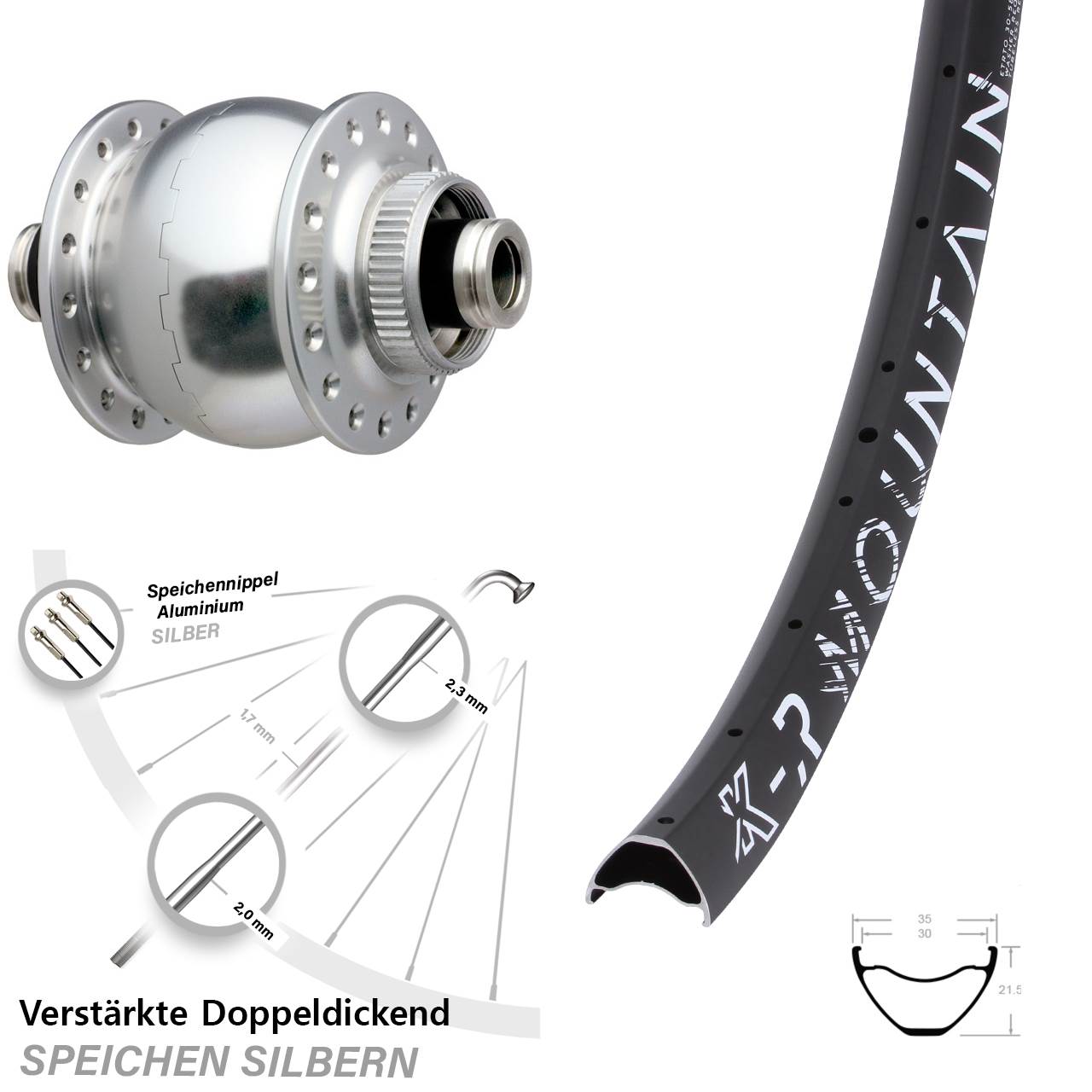 Centerlock Vorderrad mit Dynamo 29 Zoll KX-R Mountain SONdelux 12x100