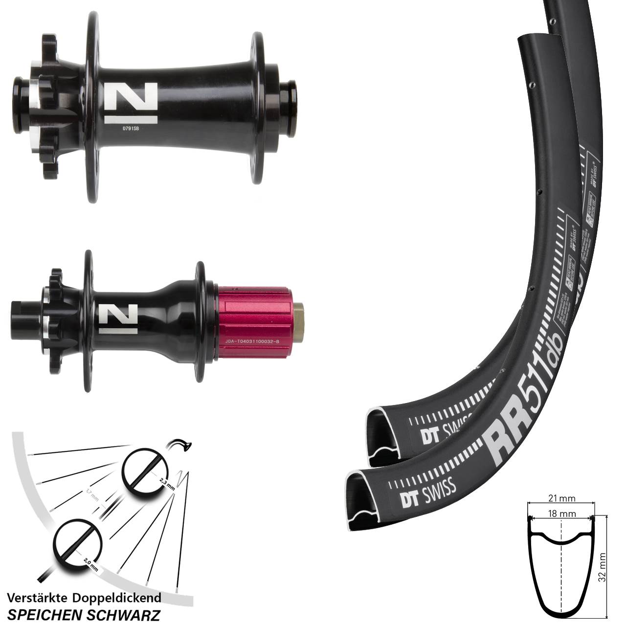 28 Zoll DT Swiss RR511 Novatec D791-D792 Disc Laufrad-Satz 12x100/142 8-12 fach