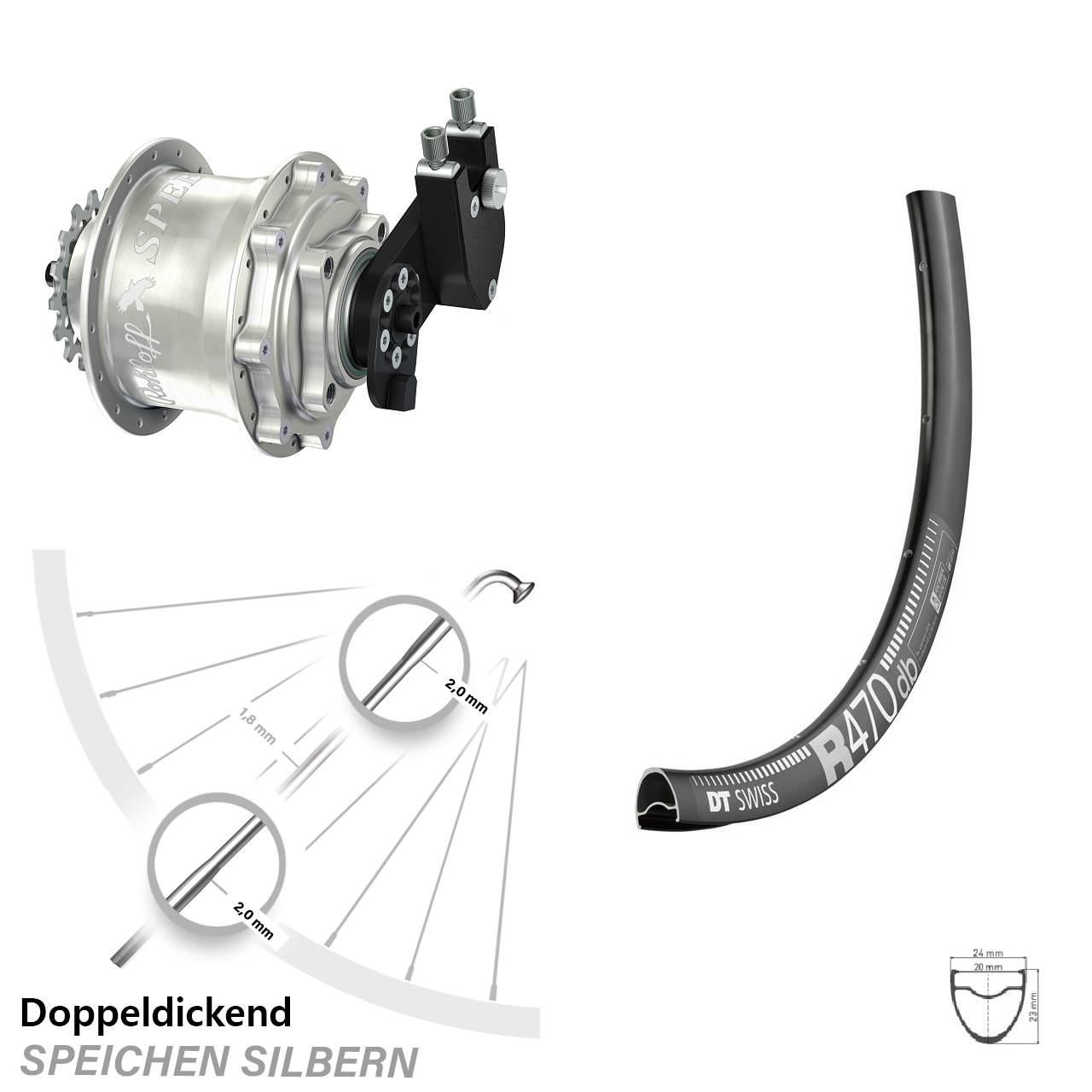 Rohloff Speedhub CC DB OEM silbern Hinterrad 28 Zoll DT Swiss R 470