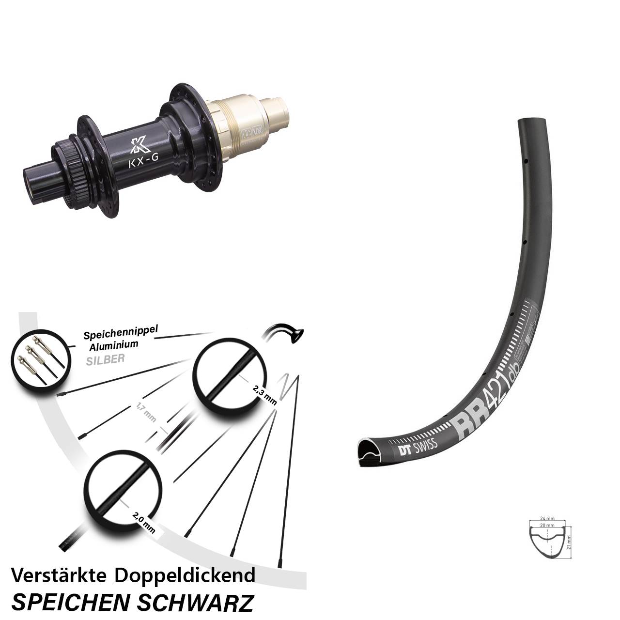 DT Swiss RR 421 KX-G 28 Zoll Hinterrad Centerlock 12x142 SRAM XDR