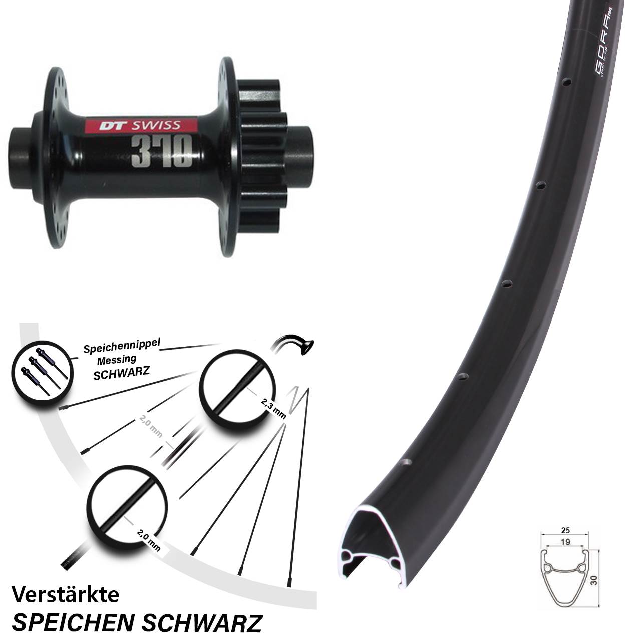 Disc Laufrad 28 Zoll Gora Plus DT Swiss 370 15x100