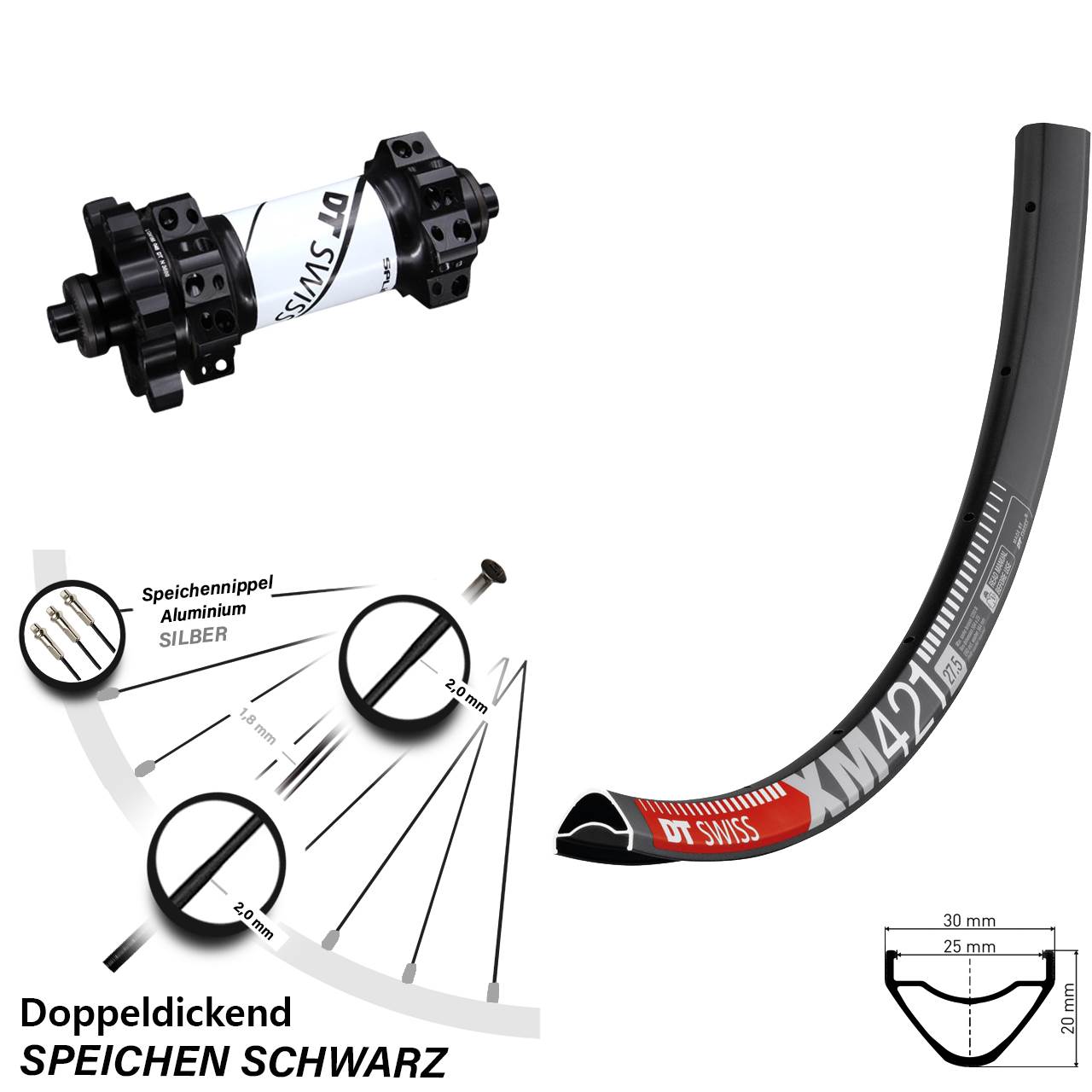 Disc-Vorderrad 29 Zoll DT Swiss XM 421 X-1900 Steckachse