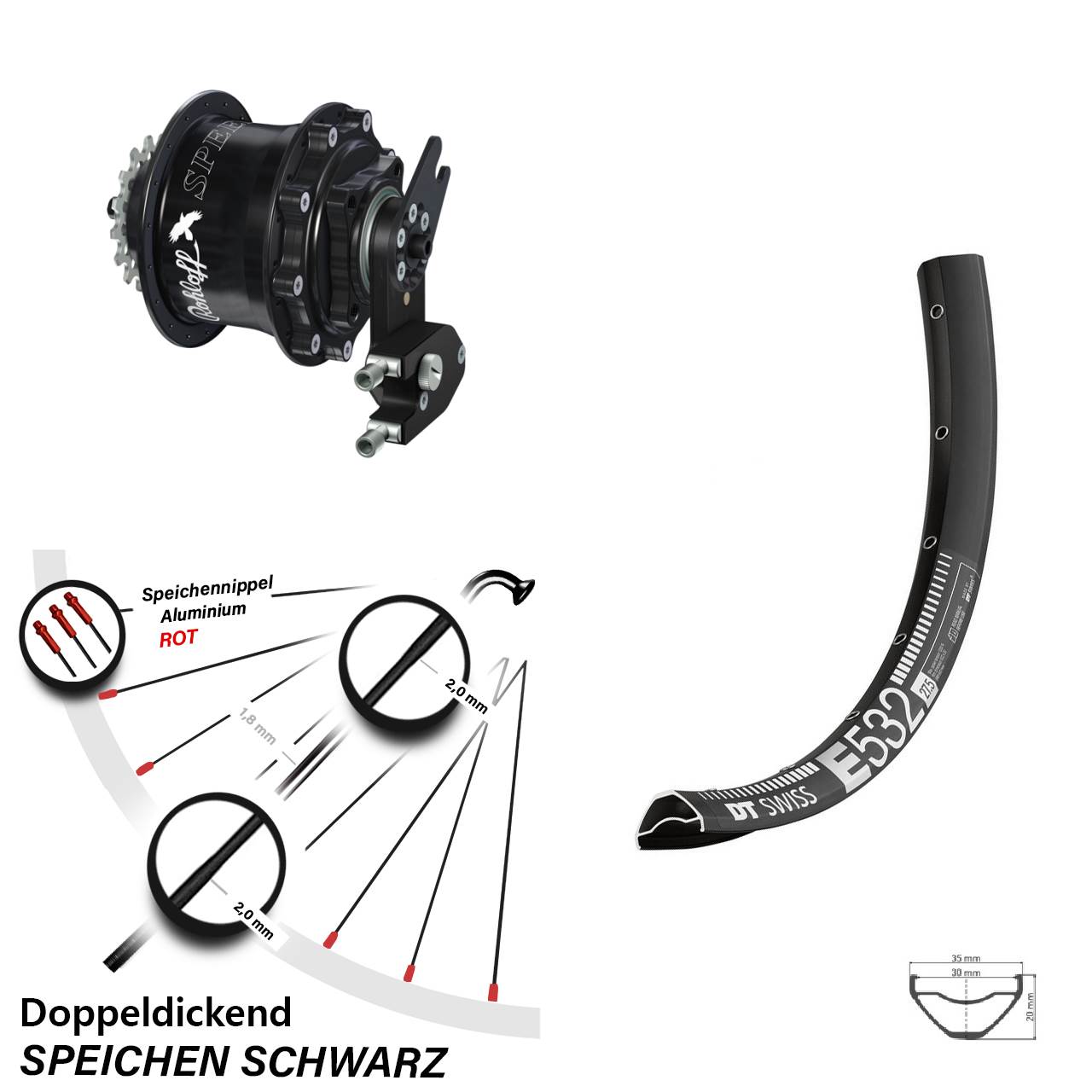 Rohloff Speedhub CC OEM2 DT Swiss E 532 Hinteres Rad 29 Zoll